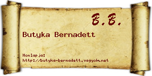 Butyka Bernadett névjegykártya